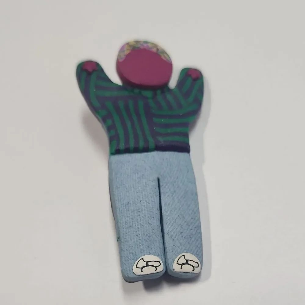 Colorful Clay Person Brooch
